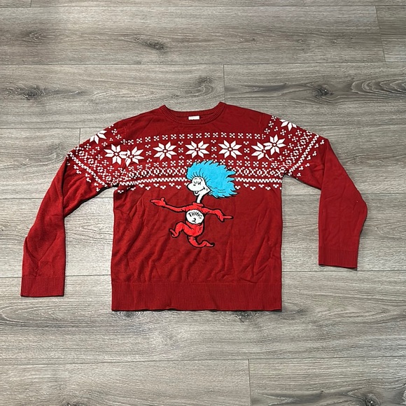 Used Women’s Large Red Dr. Seuss Christmas Sweater - Picture 1 of 4
